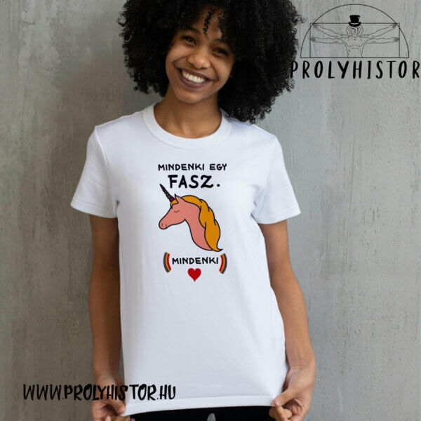 Mindenki egy fasz (mindenki) - (colored fehér)- unisex biopamut póló