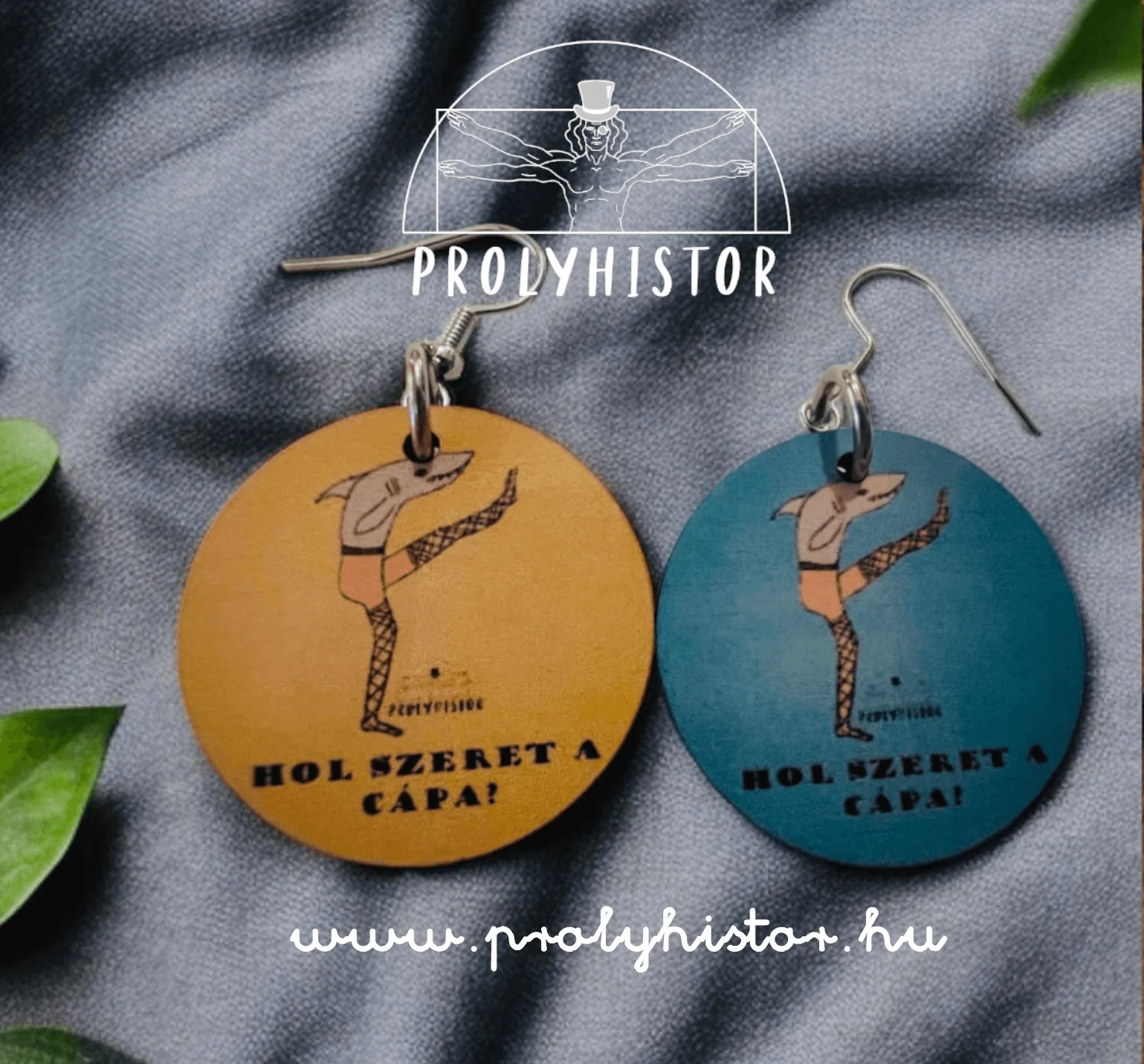 Hol szeret a cápa? - fa fülbevaló